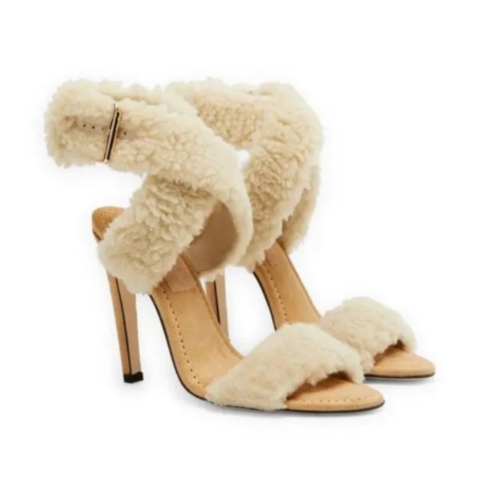 Good American Sherpa Sandals Heels Size 7